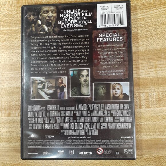 Pulse 2006 DVD (Unrated Widescreen Edition) Horror Halloween Ghost Supernatural - Picture 2 of 4